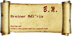 Breiner Mária névjegykártya